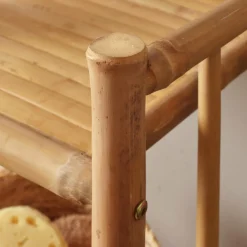 Meuble Salle De Bain|Rangement Salle De Bain|EMINZA Meuble de rangement en bambou 4 étagères (30 x H115 cm) Hanoï Naturel