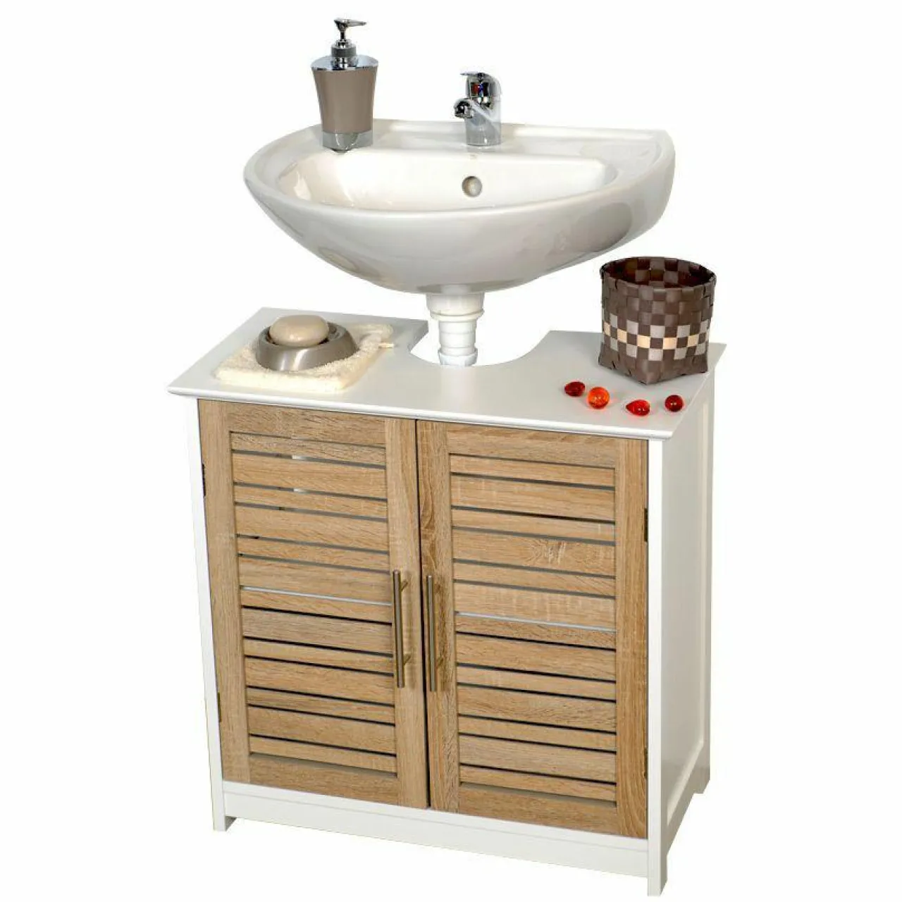 Meuble Salle De Bain|Rangement Salle De Bain|TENDANCE Meuble dessous lavabo (60 x H70 cm) Stockholm Bois