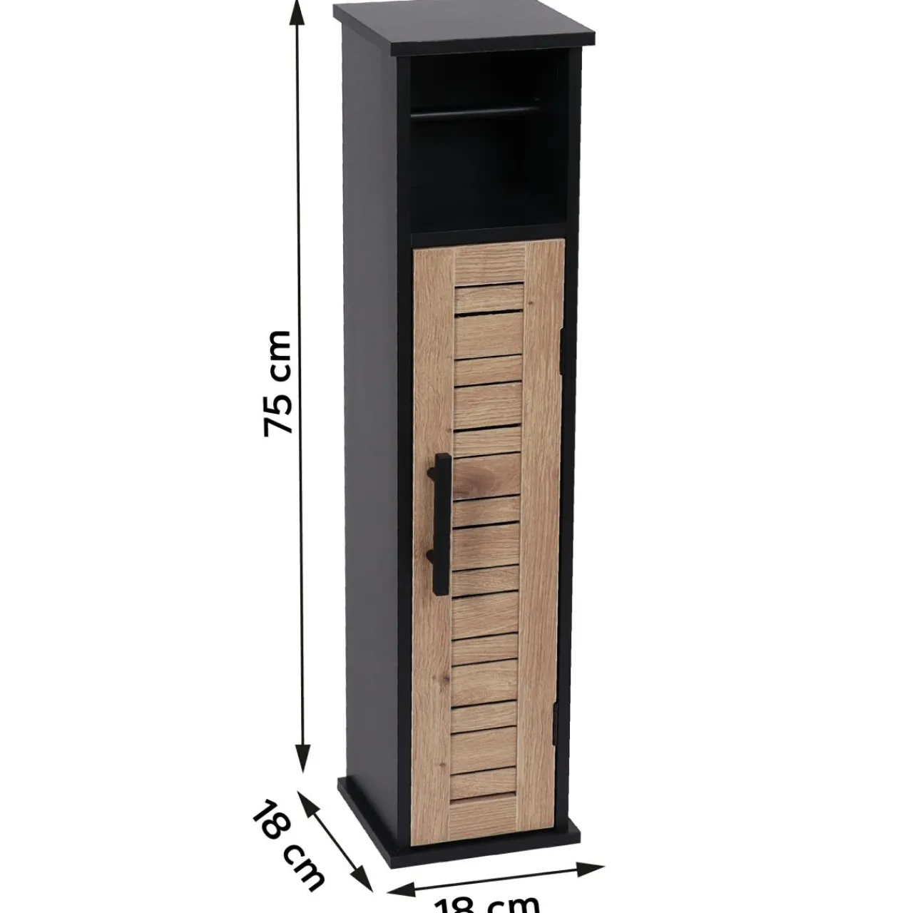 Meuble Salle De Bain|Rangement Salle De Bain|TENDANCE Meuble dérouleur papier toilette avec réserve (H75 cm) Bergen Noir