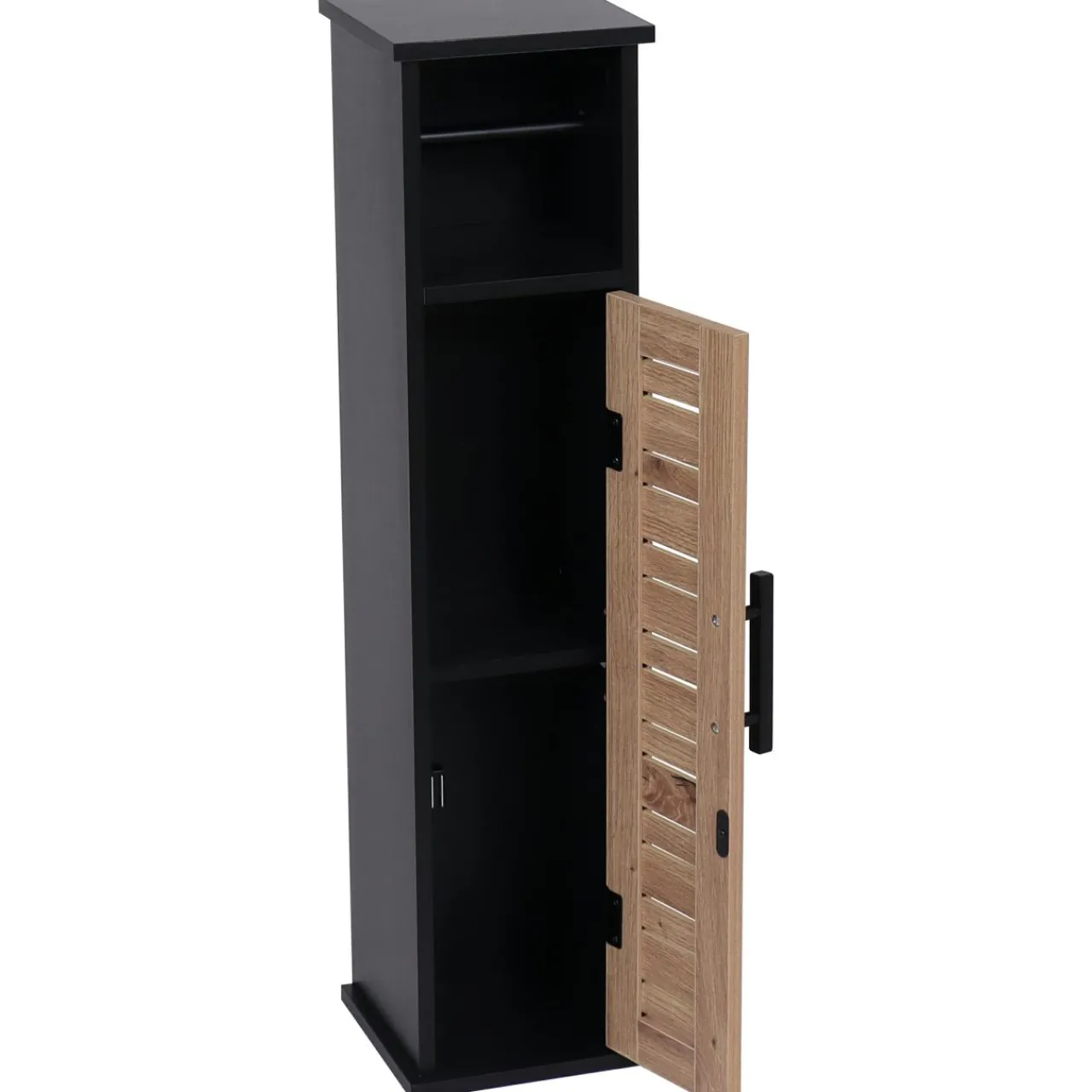 Meuble Salle De Bain|Rangement Salle De Bain|TENDANCE Meuble dérouleur papier toilette avec réserve (H75 cm) Bergen Noir