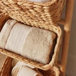 Meuble Salle De Bain|Rangement Salle De Bain|TENDANCE Meuble incliné 3 paniers bambou et jacinthe d'eau (40 x H92 cm) Hanoï Naturel