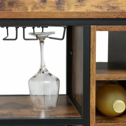 Range Bouteilles|EMINZA Meuble range-bouteilles industriel 18 emplacements et porte-verres (H82 cm) Paul Marron