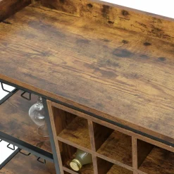 Range Bouteilles|EMINZA Meuble range-bouteilles industriel 18 emplacements et porte-verres (H82 cm) Paul Marron