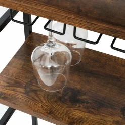 Range Bouteilles|EMINZA Meuble range-bouteilles industriel 18 emplacements et porte-verres (H82 cm) Paul Marron