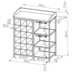 Range Bouteilles|EMINZA Meuble range-bouteilles industriel 18 emplacements et porte-verres (H82 cm) Paul Marron