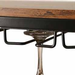 Range Bouteilles|EMINZA Meuble range-bouteilles industriel 32 emplacements et porte-verres (H180 cm) Marceau Marron