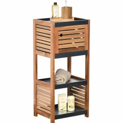 Meuble Salle De Bain|Rangement Salle De Bain|TENDANCE Meuble rangement 4 étagères (36 x H83 cm) Elément Acacia Bois