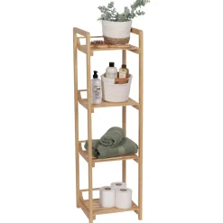 Meuble Salle De Bain|Rangement D'Entrée|TENDANCE Meuble rangement bambou 4 étagères (30 x H104 cm) Harmonie Naturel