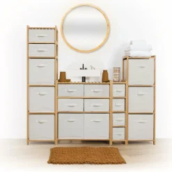 Meuble Salle De Bain|Rangement D'Entrée|5 Five Simply Smart Meuble rangement paniers 6 niveaux (66 x H78.5 cm) Tidy box Ecru