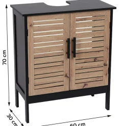 Meuble Salle De Bain|Rangement Salle De Bain|TENDANCE Meuble sous lavabo (60 x H70 cm) Bergen Noir