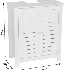 Meuble Salle De Bain|Rangement Salle De Bain|TENDANCE Meuble sous lavabo (60 x H70 cm) Santorin Blanc