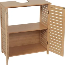 Meuble Salle De Bain|Rangement Salle De Bain|TENDANCE Meuble sous lavabo avec porte-serviette (67 x H70 cm) Trinidad Naturel