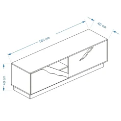 Etagère, Meuble Modulable|EMINZA Meuble TV en design (L180 x 40 cm) Florida Blanc, noir et naturel Bois