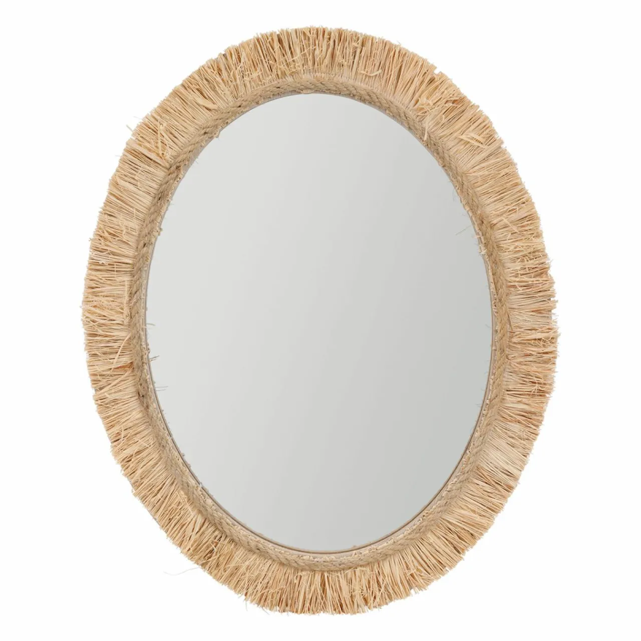 Miroir|OSTARIA Miroir mural en fibres les (H50 cm) Ovale Bohème Beige Naturel