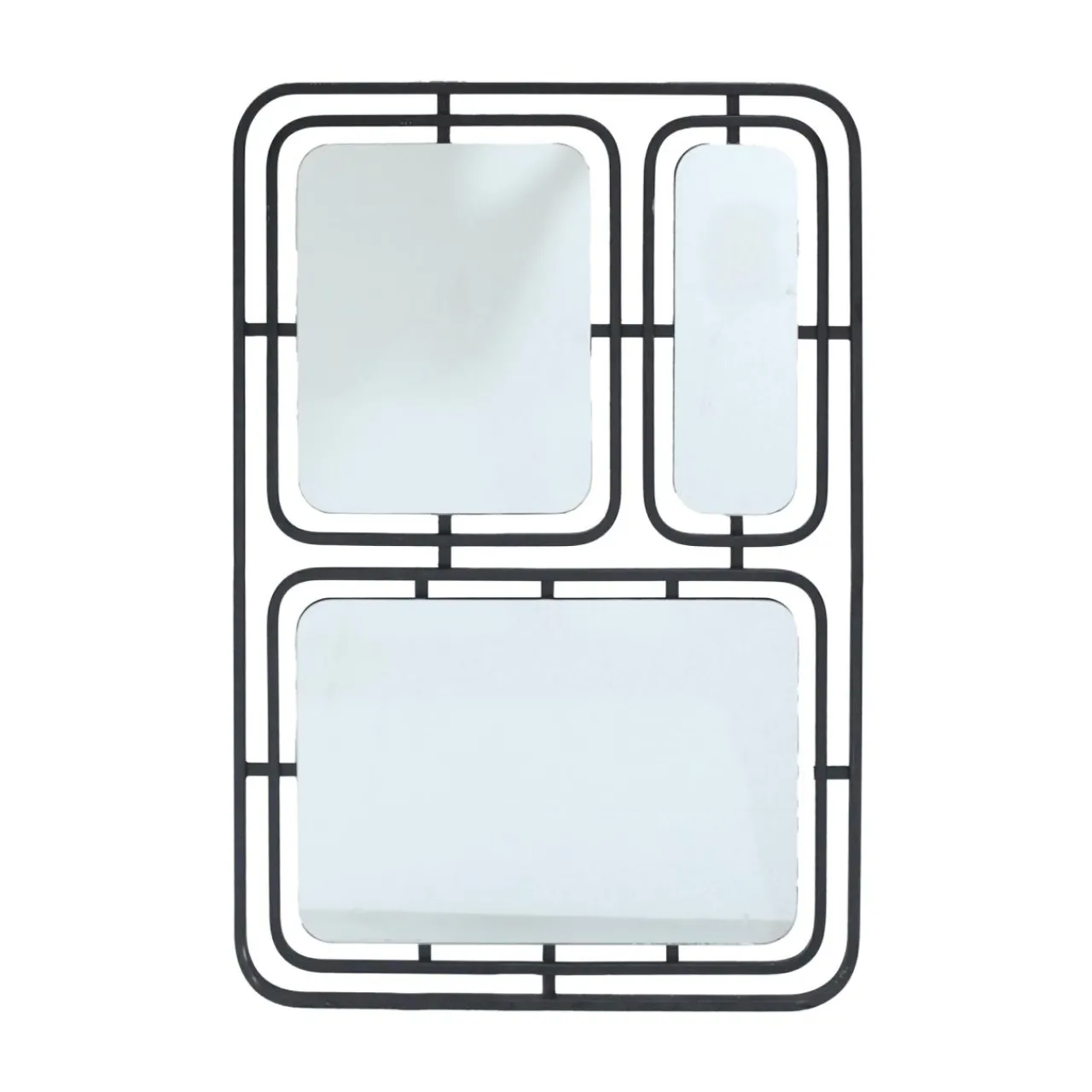 Miroir|EMINZA Miroir mural en métal (H80 cm) Reflet Métallique Noir