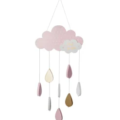Objet Déco Enfant|Atmosphera createur d'interieur for kids Mobile bébé bois et coton (H57.5 cm) Nuage Rose