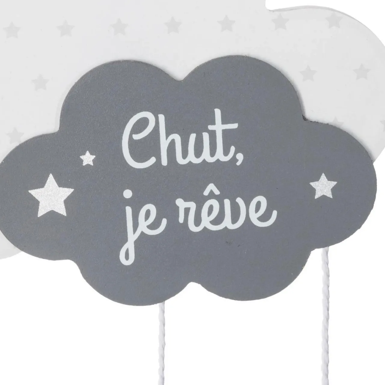 Objet Déco Enfant|Atmosphera createur d'interieur for kids Mobile bébé bois et coton (H57.5 cm) Nuage Gris
