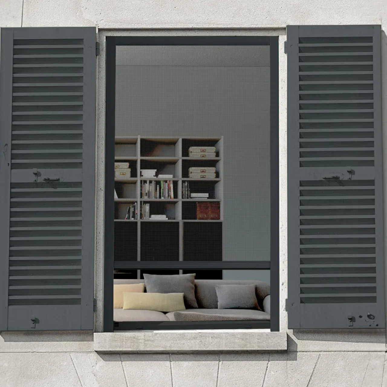 Moustiquaire|LUANCE Moustiquaire fenêtre enroulable à châssis recoupable (130 x 160 cm) Moustyk Gris