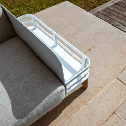 Transat|Canapé, Fauteuil Et Table Basse|MOBELLIA Méridienne de jardin en aluminium Monte Carlo et taupe Blanc