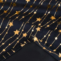 Nappe Et Chemin De Table|JJA Nappe de Noël en velours (360 x 140 cm) Pluie d'étoiles et dorée Noir