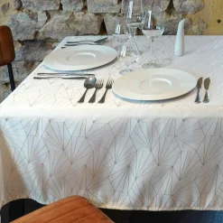 Nappe Et Chemin De Table|L'EFFET PAPILLON Nappe de Noël rectangulaire (145 x 300 cm) Facette Blanc
