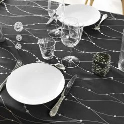 Nappe Et Chemin De Table|Douceur d interieur Nappe de Noël rectangulaire (140 x 240 cm) Astrelia et argent Noir