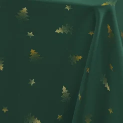 Nappe Et Chemin De Table|Douceur d interieur Nappe de Noël rectangulaire (150 x 300 cm) Sapin métallisé et or Vert