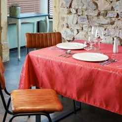 Nappe Et Chemin De Table|L'EFFET PAPILLON Nappe de Noël rectangulaire (145 x 240 cm) Facette Rouge