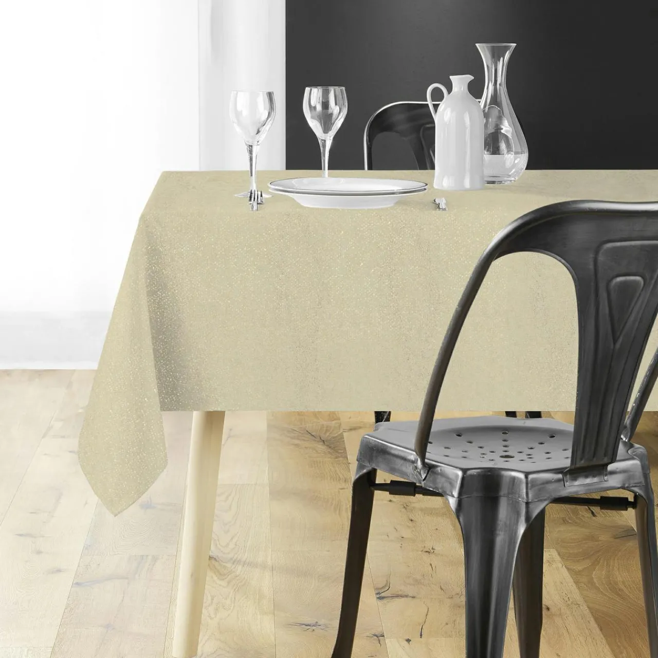 Nappe Et Chemin De Table|Douceur d interieur Nappe de Noël rectangulaire (140 x 300 cm) Strass Or