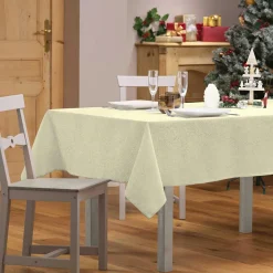Nappe Et Chemin De Table|Douceur d interieur Nappe de Noël rectangulaire (140 x 300 cm) Strass Or
