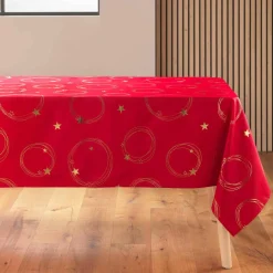 Nappe Et Chemin De Table|douceur d'intu017drieur Nappe de Noël rectangulaire anti tache (150 x 240 cm) Star et doré Rouge