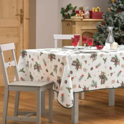 Nappe Et Chemin De Table|douceur d'intu017drieur Nappe de Noël rectangulaire anti tache (150 x 240 cm) Hollystar Vert