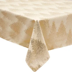Nappe Et Chemin De Table|JJA Nappe de Noël Rectangulaire (360 x 140 cm) Fêt de Sapin Or
