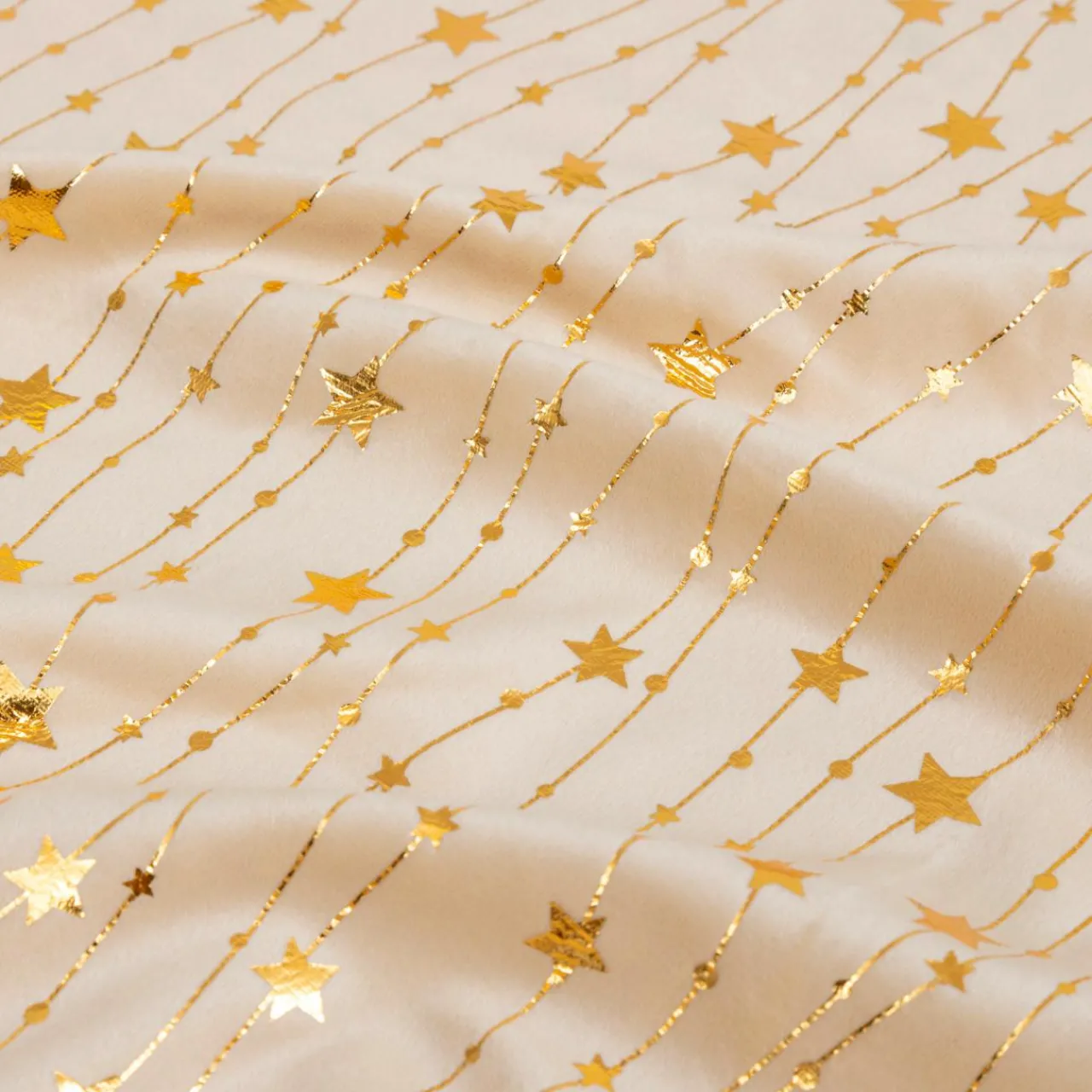 Nappe Et Chemin De Table|JJA Nappe de Noël rectangulaire (360 x 140 cm) Pluie d'étoiles et doré Ivoire