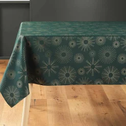 Nappe Et Chemin De Table|DOUCEUR D'INTERIEUR Nappe de Noël rectangulaire (150 x 240 cm) Pampille métallisé Vert