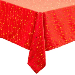 Nappe Et Chemin De Table|JJA Nappe de Noël rectangulaire (360 x 140 cm) Pluie d'étoiles Rouge