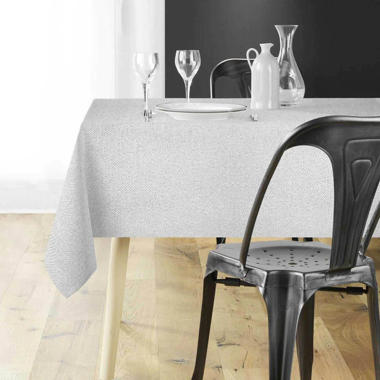 Nappe Et Chemin De Table|Douceur d interieur Nappe de Noël rectangulaire (140 x 240 cm) Strass Argent