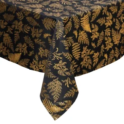 Nappe Et Chemin De Table|FEERIC LIGHTS Nappe de Noël rectangulaire anti tache (140 x 240 cm) Feuillage et doré Noir