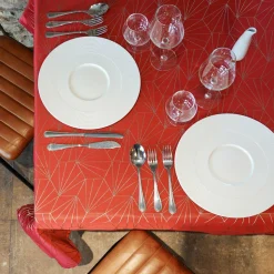 Nappe Et Chemin De Table|L'EFFET PAPILLON Nappe de Noël rectangulaire (145 x 300 cm) Facette Rouge