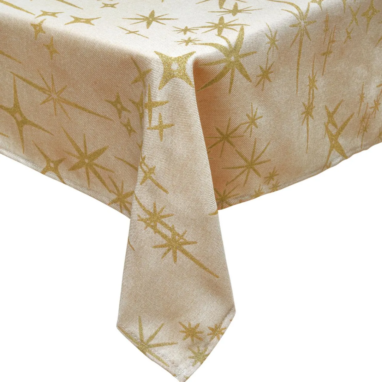 Nappe Et Chemin De Table|JJA Nappe de Noël rectangulaire (360 x 140 cm) Étoiles Célestes et doré Beige