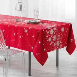 Nappe Et Chemin De Table|DOUCEUR D'INTERIEUR Nappe de Noël rectangulaire (150 x 240 cm) Constellation Rouge
