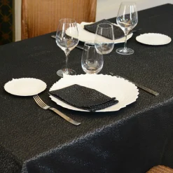 Nappe Et Chemin De Table|L'EFFET PAPILLON Nappe de Noël rectangulaire (150 x 240 cm) Etincelle Noir