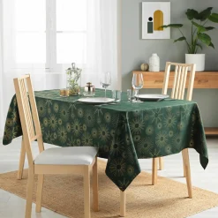 Nappe Et Chemin De Table|DOUCEUR D'INTERIEUR Nappe de Noël rectangulaire (150 x 300 cm) Pampille métallisé Vert