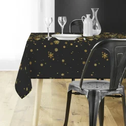 Nappe Et Chemin De Table|Douceur d interieur Nappe de Noël rectangulaire (150 x 300 cm) Constellation et doré Noir
