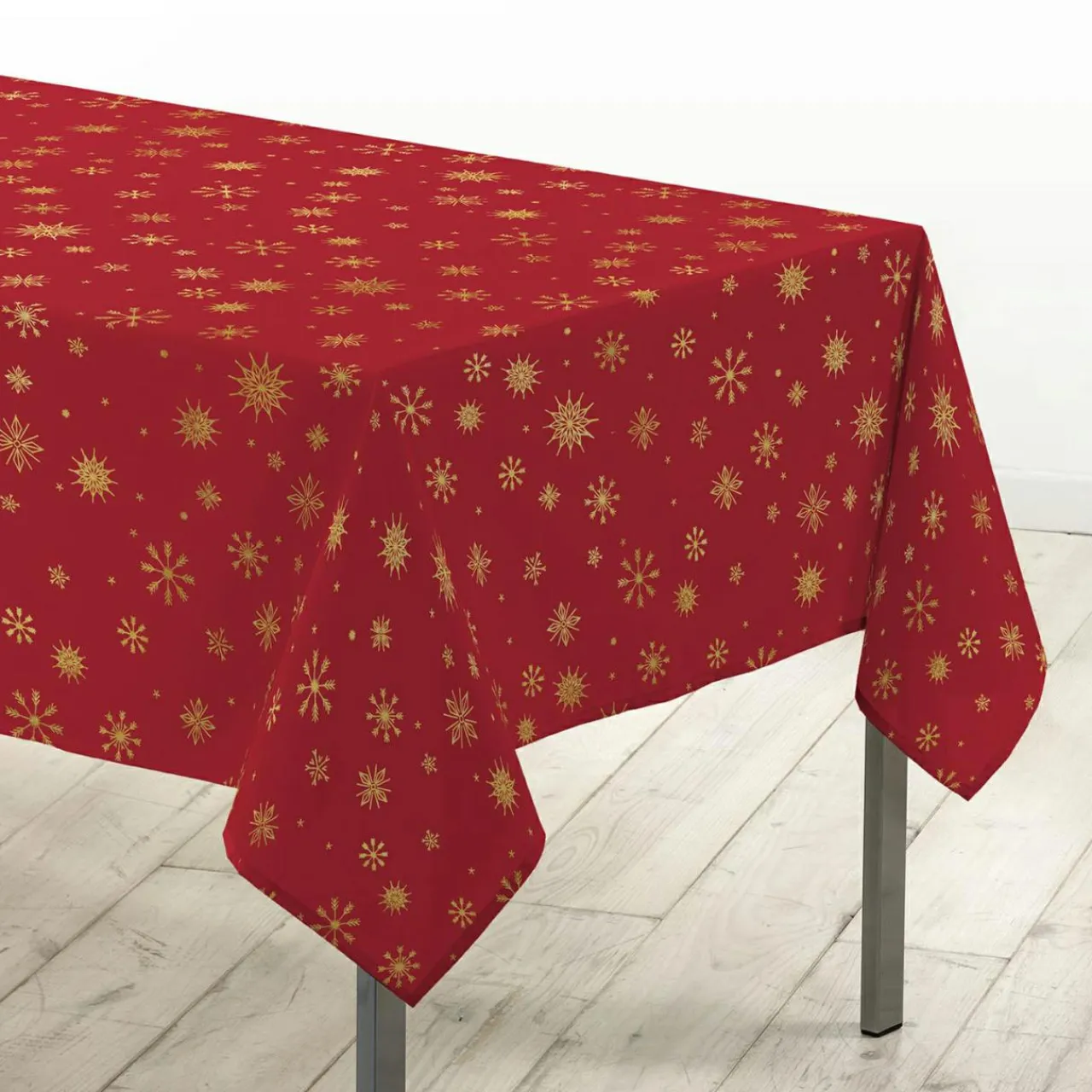 Nappe Et Chemin De Table|Douceur d interieur Nappe de Noël rectangulaire (140 x 240 cm) Astrelia et or Rouge