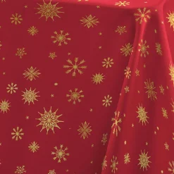 Nappe Et Chemin De Table|Douceur d interieur Nappe de Noël rectangulaire (140 x 240 cm) Astrelia et or Rouge