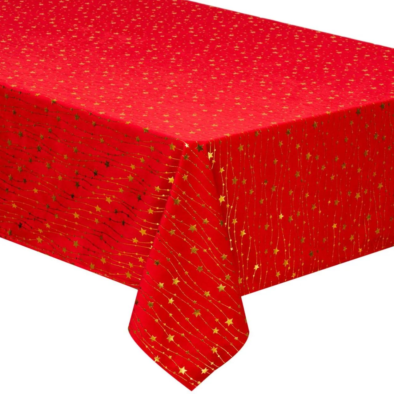 Nappe Et Chemin De Table|JJA Nappe de Noël rectangulaire (140 x 240 cm) Pluie d'étoiles et doré Rouge