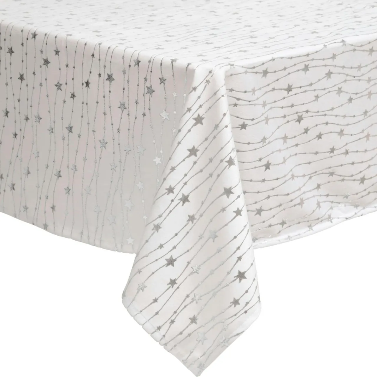 Nappe Et Chemin De Table|JJA Nappe de Noël rectangulaire (140 x 360 cm) Pluie d'étoiles he Blanc