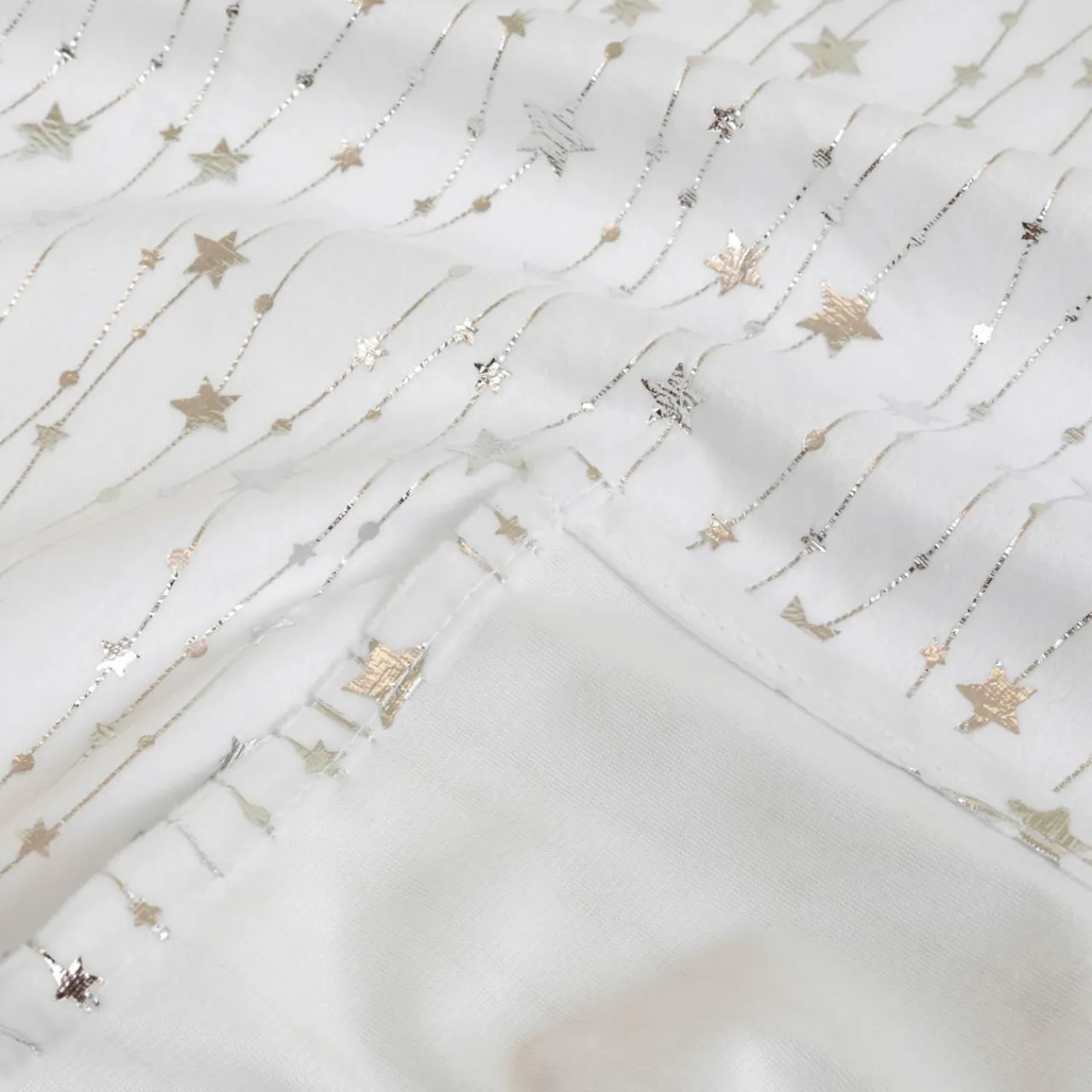 Nappe Et Chemin De Table|JJA Nappe de Noël rectangulaire (140 x 360 cm) Pluie d'étoiles he Blanc