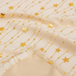 Nappe Et Chemin De Table|JJA Nappe de Noël rectangulaire (140 x 240 cm) Pluie d'étoiles et doré Ivoire